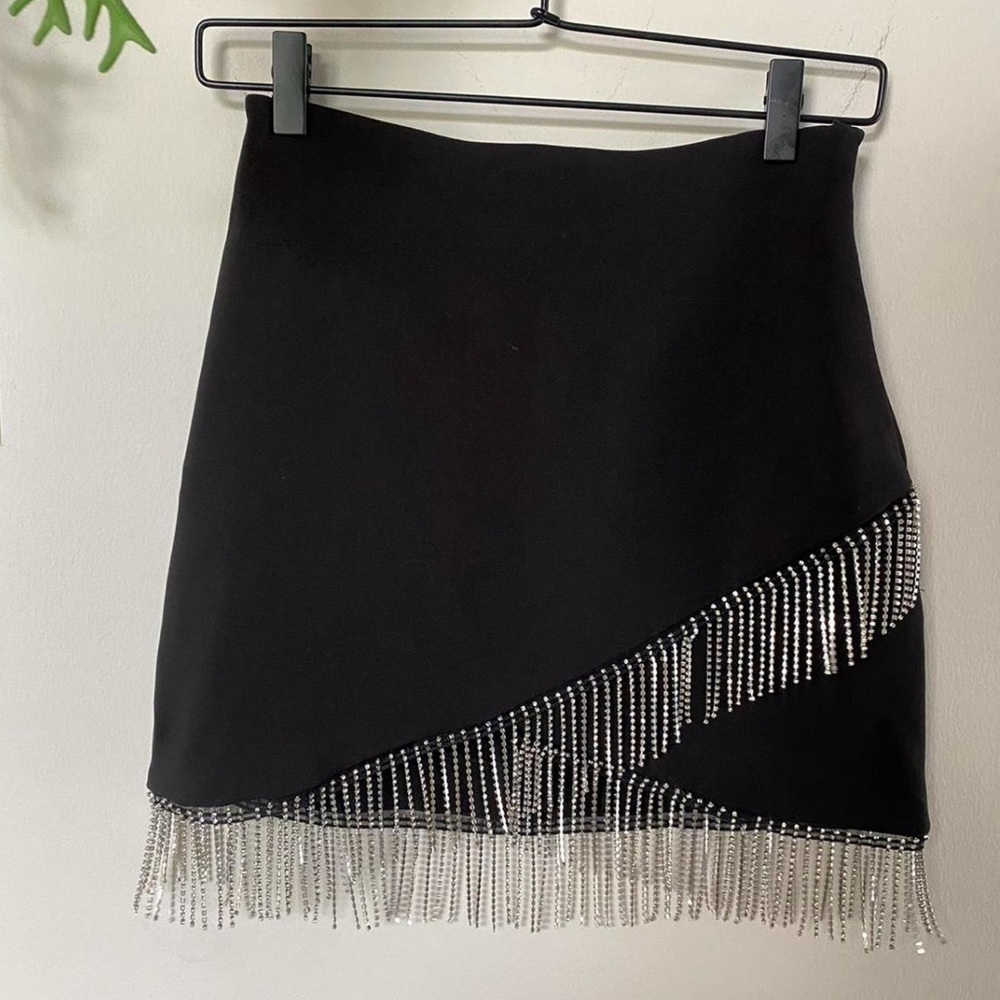 Black mini skirt with sparkly tassels from Zara